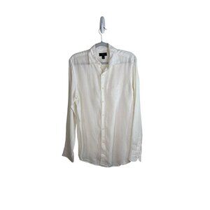 Club Room S White Long-Sleeve Button-Up 100% Linen Shirt